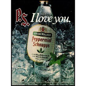 1981 Hiram Walker Peppermint Schnapps Vintage Print Ad PS I Love You Wall Art